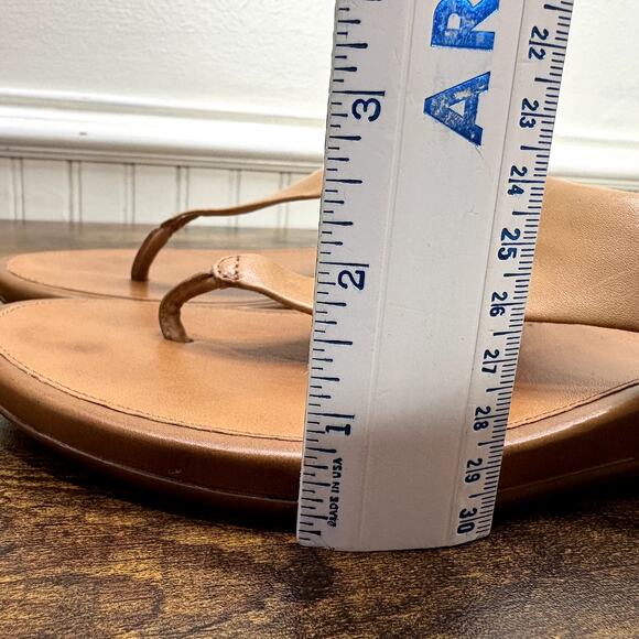 FitFlop Size 9 Flip Flop Sandals Thong Light Tan Leather 371-017 Comfort Summer - Picture 13 of 14